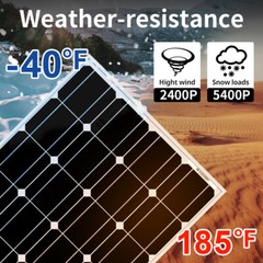 Dokio 100w 200w Rigid Monocrystalline Solar Panel Kit for Home/RV/Boat/Battery