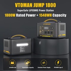 VTOMAN Jump 1800 Portable Power Station 1800W With Extra Battery 3096Wh LiFePO4