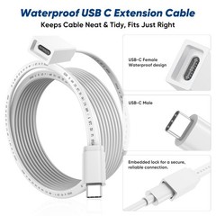9.8ft USB-C Extension Cable, Waterproof Type C Male to Female Cord, 45W Charger