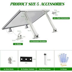 Adjustable Solar Panel Mounting Brackets – 2 Sets, 14-27IN Tilt Rack for RV, Boa