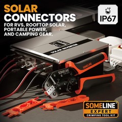 Solar Connector Crimping Tool Kit: 14-10 AWG Crimper, 12 Connectors, Wrench