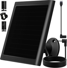 6W Solar Panel Charger for Ring Camera, Compatible with Ri ng Stick Black 2Pack