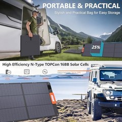 N-Type 16BB 200W Portable Solar Panel for Power Station ETFE Foldable Solar