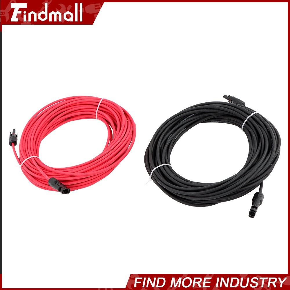 Findmall Red+Black W/ M4 Connector Solar Panel Wire Cable Weatherproof 20M 4mm²