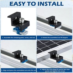 10pcs Solar Panel End Clamp for Standard Unistrut, Aluminum 30mm/35mm Solar P…