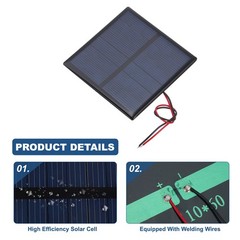 2 Pack 3V 0.63W 210mA Mini Solar Panels with 2 Cable 70mm x 70mm