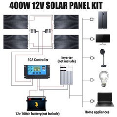 400W Watt 18V Portable Flexible Solar Panel Kit for RV Camping Off-Grid Rooftop