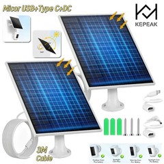 2 x Solar Panel Power USB C Battery Charger For CCTV Camera Security Cam Outdoor