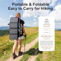 Portable Solar Panel Charger with USB-C, USB-A and DC Outputs – Foldable 60W
