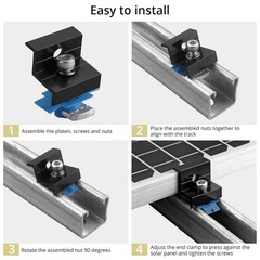 Anbte 10pcs Solar Panel End Clamp for Standard Unistrut, Aluminum 30mm/35mm S…