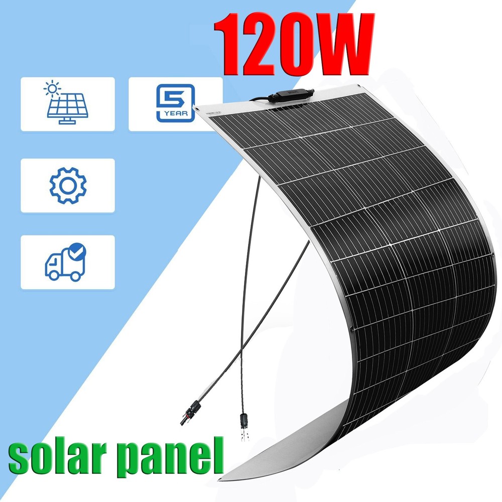 120W Wat Flexible Solar Panel 12V/24V Charging for Home RV Boat Camping Off Grid