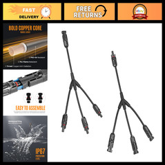 3 to 1 Solar Panel Splitter Y-Branch Connector Cable 1000V Parallel Adapter Kit