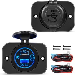 Nilight 2 Pack PD Type C and QC 3.0 USB Fast Outlet Panel with LED ON Off Touch