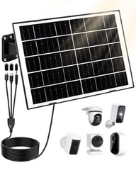 8W Solar Panel for Security Camera, Solar Panel Charger with 5V USBC/Micro/DC…