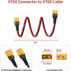 10AWG 2FT XT60 Extension Cable – Weatherproof Male-Female Connector for RC & …