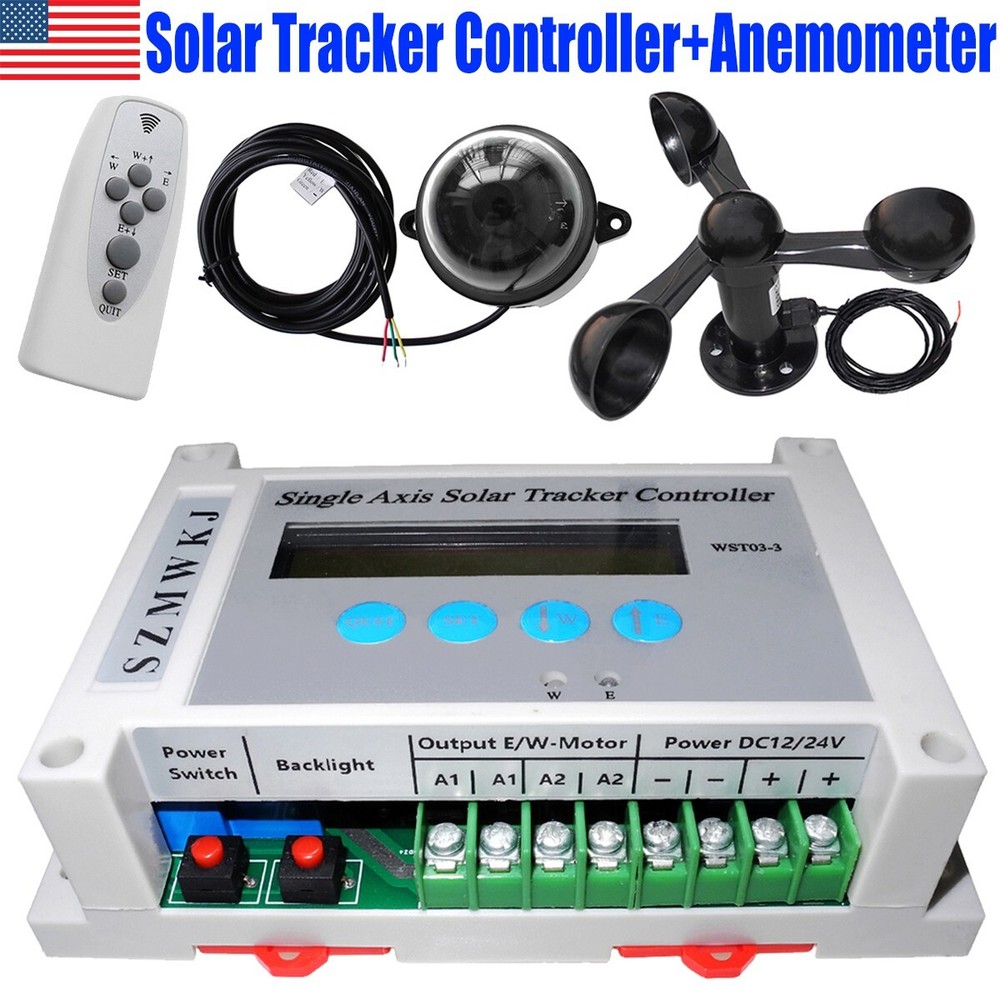 Solar Tracker Controller Single Axis Automatic Solar Tracking W/ Wind Sensor AT