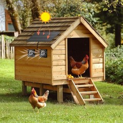 12V Solar Powered Dual Exhaust Fan Kit Waterproof For Chicken Coops, Greenhouses