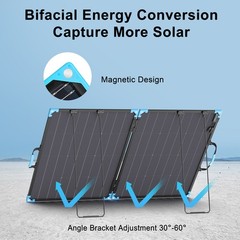 220 W Bifacial Solar Panel for Bluetti Power Stations Generator Backup Solution