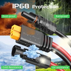 Solar to XT60 Charge Extension Cable 10AWG 2Ft Solar Connector to XT60 Adapte…