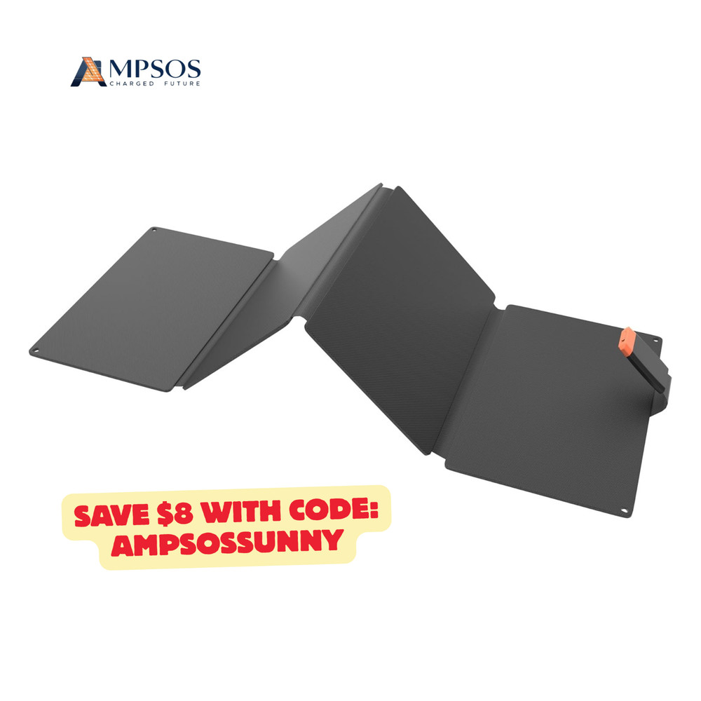 AMPSOS 36W Foldable Solar Panel Charger with MPPT USB-C for Camping Power Bank