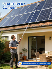 Electric Solar Panel Cleaning Kit, 20FT Solar Panel Cleaning Brush and Pole with