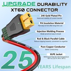12AWG XT60 Solar Cable 10FT For Portable Power Station Solar Generator Charging