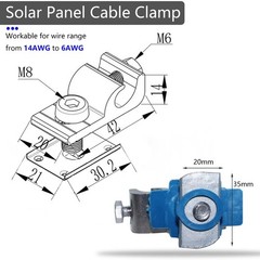 Solar Panel Grounding Lug, Bolt-On Cable Clamp with Nuts for Off-Grid Solar