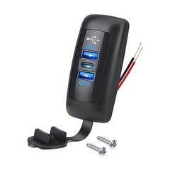 12V 24V Vehicle Chargers 3 Port RVs USB Outlet Panel QC3 0 USB And PD3 0 Type C