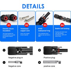 NEW 10Pcs Solar Cable Connectors 4mm-6mm 30A Waterproof Solar Panel Wire Joiners