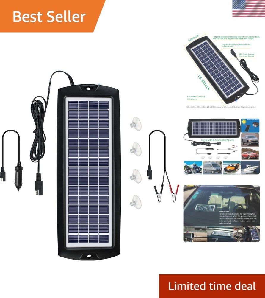 Sleek 12V Solar Battery Maintainer with Lightweight Design & Easy Installation
