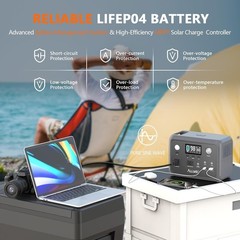 ALLWEI Portable Power Station 300W LiFePO4 Solar Generator for Camping RV
