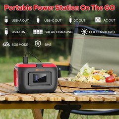 Portable Power Station 120W, Outdoor Power Bank Generator with AC Outlet, Ext…