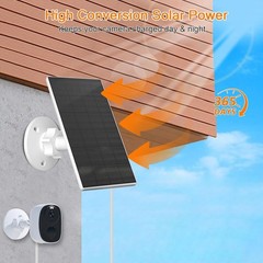 2W Solar Panel Security Camera 2 Pack White USB USB-C Port Solar Powered