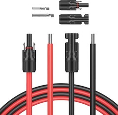 SUNSUL 10 Feet 10AWG(6mm²) Solar Panel Wire, 10 Gauge 10FT Black & 10FT Red Tinn