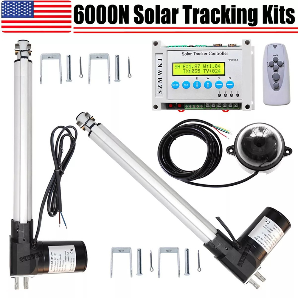 LCD Dual Axis Solar Panel Tracking Tracker & 2PCS 16″ 6000N Linear Actuators IG