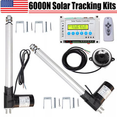 LCD Dual Axis Solar Panel Tracking Tracker & 2PCS 16″ 6000N Linear Actuators IG