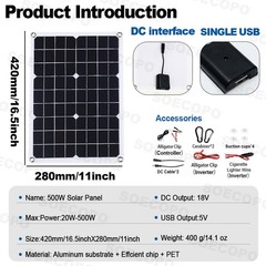 7000W Solar Kit 12V 110V Inverter Battery ChargerLighting Camping 500W Panel UeG