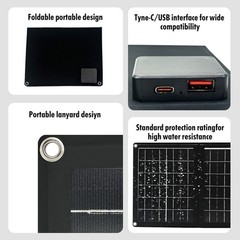 40W Folding Solar Panel USB 5V Output Waterproof Portable Solar Charger