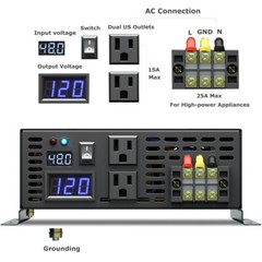 48V Pure Sine Wave Power Inverter 2000W MPPT Solar Charger Controller 40A Home