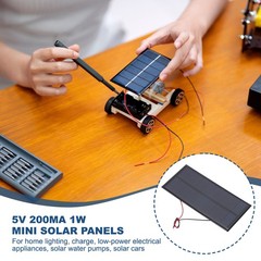 2 pcs mini solar panels 5V 1W 200mA with 2 cables 130x60mm for parts