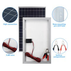30W Solar Battery Trickle Charger Solar Panel Maintainer 100A Controller for RV