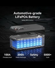 Pecron power station, WB12200 12V 200ah, 12.8 Volt 2560wh Rv Lifepo4 Battery