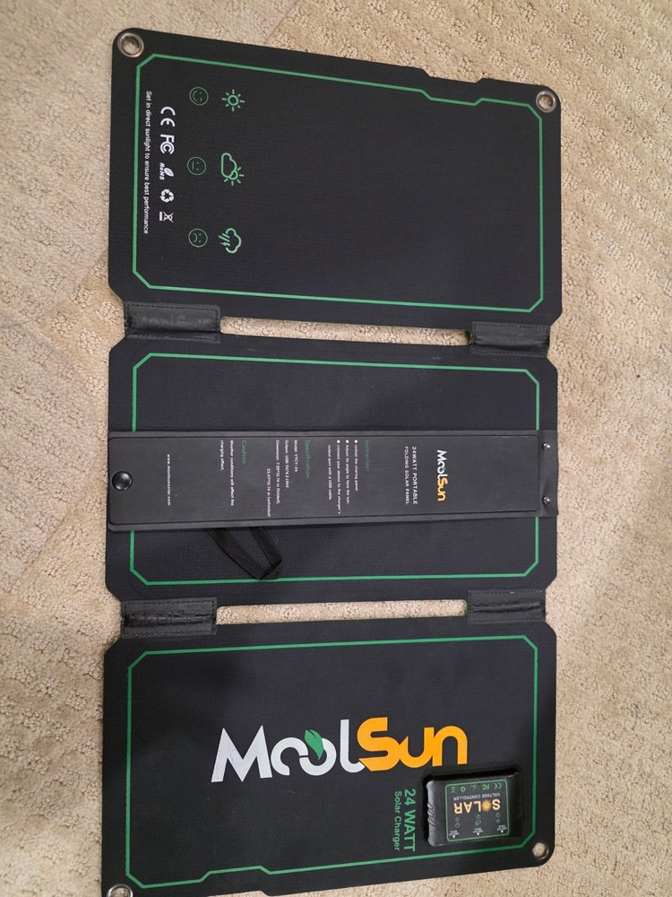 MOOLSUN Solar Charger 24W Portable Solar Panel Charger with 3 USB Output Ports
