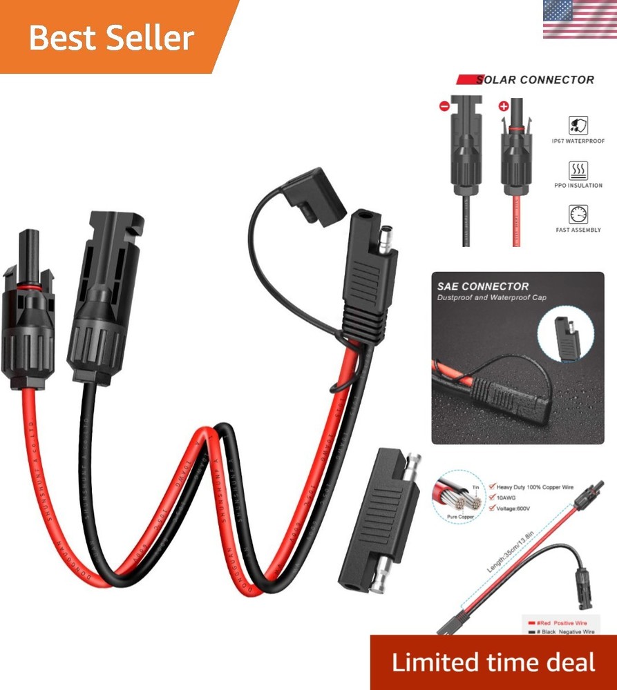 10AWG SAE Solar Connector Cable – Heavy-Duty Extension with Polarity Adapter