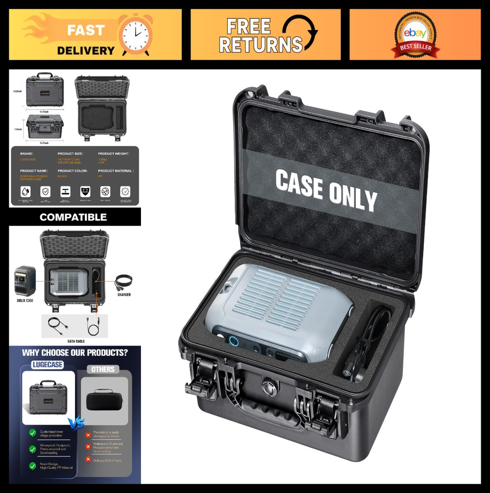 Portable Hard Case for Solar Generator – Waterproof Travel Storage Box for Power