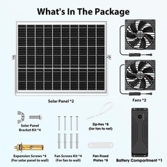 ZIZIWIN 7.5″ Solar Fan with Battery Backup, Solar Fan for Greenhouse & Chicke…