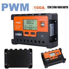 PWM Solar Charge Controller 100A 60A 12V 24V 48V Dual USB Battery PV Regulator