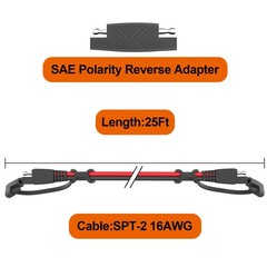 25feet Sae To Sae Extension Cable Quick Disconnect Connector 16awgfor Automotive