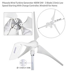 Pikasola Wind Turbine Power Generator 400W 24V – 3 Blade With Charge Controller