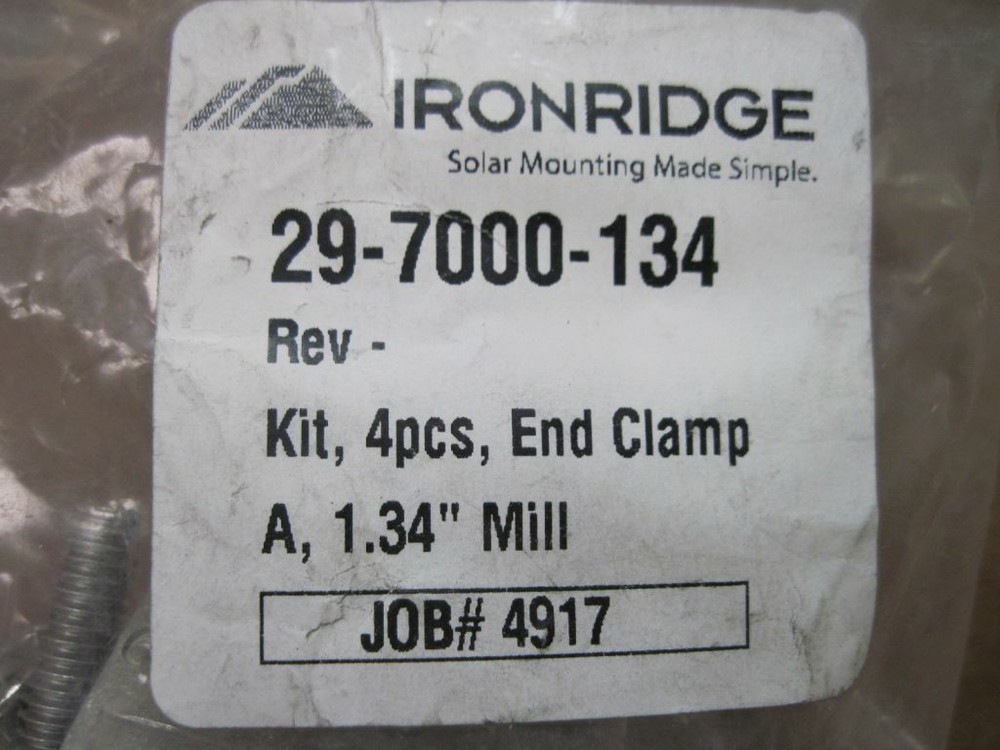 IronRidge 29-7000-134 End Clamp Kit (4 per Bag)